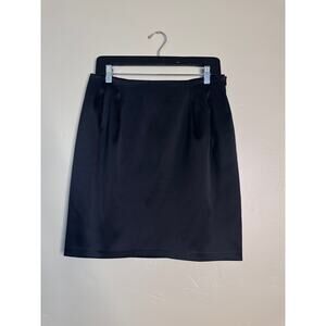 Petite Alex Evenings Black Satin Side Zip Skirt